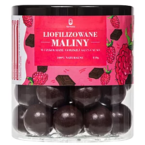 Liofilizowane maliny w gorzkiej czekoladzie 110g