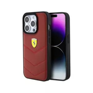 Ferrari Quilted Metal Logo - Etui iPhone 15 Pro (czerwony)