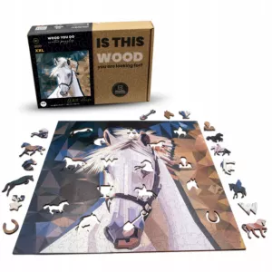 Puzzle drewniane Biały Koń | White Horse | 450 elementów | XXL