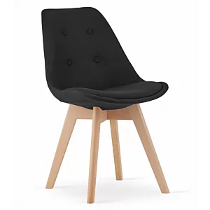 Krzesło NORI - czarny materiał - nogi naturalne x 1