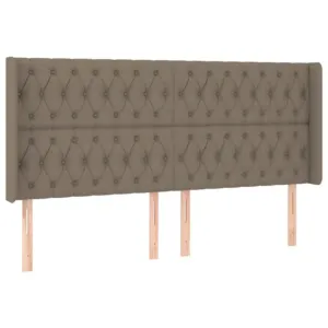 Zagłówek uszak, taupe, 203x16x118/128 cm, tkanina