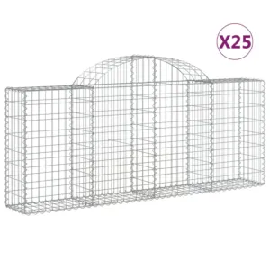 Kosze gabionowe, 25 szt, 200x30x80/100 cm, galwanizowane żelazo