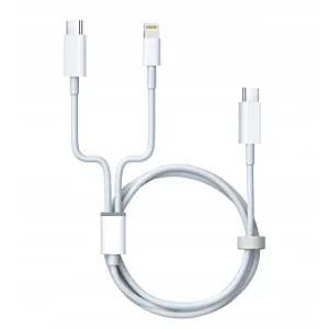 KABEL TYP-C USBC PD USBC - USB-C + LIGHTNING DO IPHONE IPAD 65W 2w1