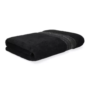 Ręcznik DUKE z paskami lureksowymi czarny 50x90cm HOMLA
