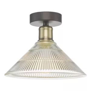 Lampa sufitowa Boyd 1 Light Flush Antique Brass with Glass Shade