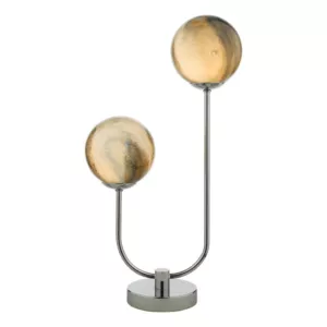 Lampa stołowa Mikara 2 Light Table Lamp Polished Chrome Planet Glass