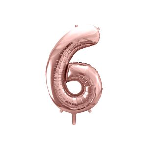 Balon foliowy "cyfra 6", różowe złoto, 100 cm [balon na hel, cyfra duża, urodziny]