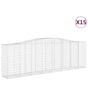 Kosze gabionowe, 15 szt, 400x50x120/140cm, galwanizowane żelazo
