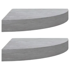 Narożne półki ścienne, 2 szt., szarość betonu, 25x25x3,8 cm MDF