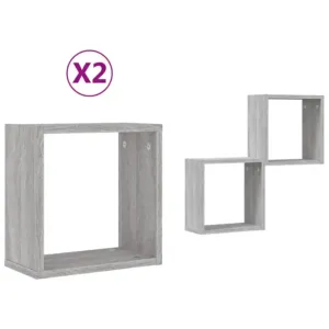 Półki ścienne 2 szt. Szary Sonoma 30x15x30 cm