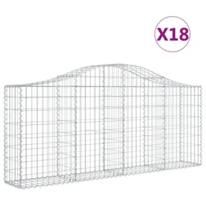 Kosze gabionowe, 18 szt, 200x30x80/100 cm, galwanizowane żelazo