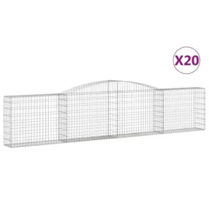 Kosze gabionowe, 20 szt, 400x30x80/100 cm, galwanizowane żelazo