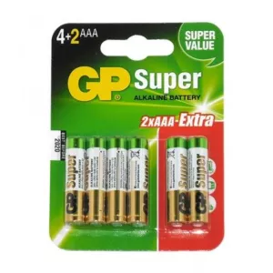 Bateria Gp Super Alkaline Lr03 Aaa 24A-U6 Bl6
