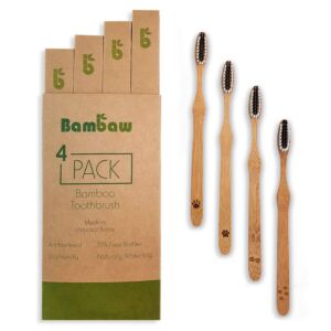 Bambaw Zestaw bambusowych szczoteczek do zębów Medium (4szt)