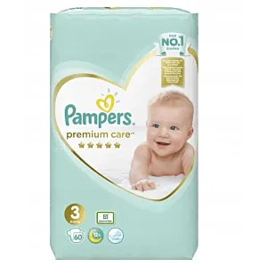 Pieluszki dla dzieci o wadze 6-10 kg Pampers Premium Care Rozmiar 3 60 szt.