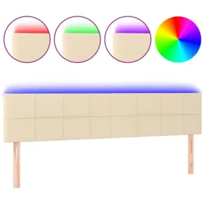 Zagłówek do łóżka z LED, kremowy, 160x5x78/88 cm, tkanina