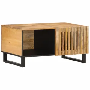 Stolik kawowy, 80x51x40 cm, surowe lite drewno mango