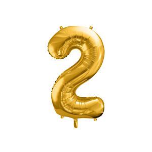 Balon foliowy "cyfra 2", złota, 100 cm [balon na hel, cyfra duża, urodziny]