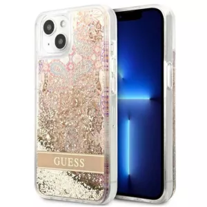 Guess Liquid Glitter Paisley - Etui iPhone 13 mini (złoty)