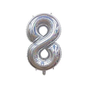 Balon foliowy "cyfra 8", holograficzna srebrna, 100 cm [balon na hel, cyfra duża, urodziny]