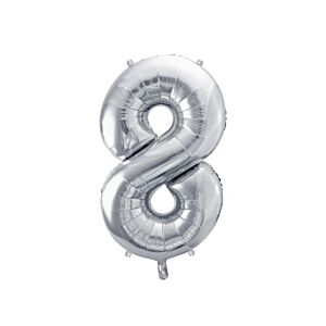 Balon foliowy "cyfra 8", srebrna, 100 cm [balon na hel, cyfra duża, urodziny]