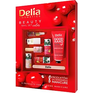 DELIA Kalendarz prezentowy - zestaw 8 produktów do manicure - czerwony