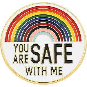 Metalowa Przypinka Pride LGBT LGBTQ - You Are Safe With Me v1