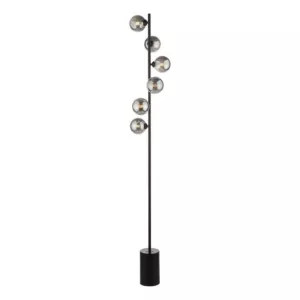 Lampa Podłogowa Spiral 6 Light Floor Lamp Matt Black Smoked Glass