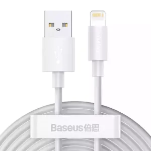 Kabel USB do Lightning Baseus Simple Wisdom, 2.4A, 1.5m (biały) 2szt.