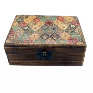 Drewniane Pudełko z Ceramiczną Powłoką - Tradycyjny Wzór