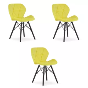 Krzesło LAGO Aksamit - żółte / nogi czarne x 3