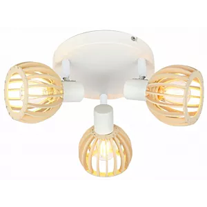 ATARRI LAMPA SUFITOWA PLAFON 3X25W E14 BIAŁY+DREWNO