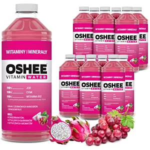 12x OSHEE Vitamin Water witaminy i minerały winogrona - dragonfruit 1100 ml