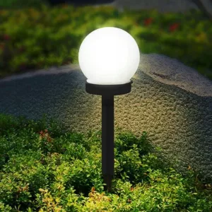 2x LAMPA SOLARNA OGRODOWA BIAŁA KULA BIAŁY LAMPY LED