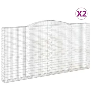 Kosze gabionowe, 2 szt, 400x30x200/220 cm, galwanizowane żelazo