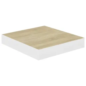 Wisząca półka ścienna, dębowo-biała, 23 x 23,5 x 3,8 cm, MDF