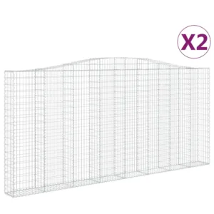 Kosze gabionowe, 2 szt, 400x30x180/200 cm, galwanizowane żelazo