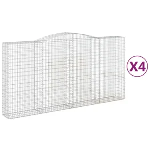 Kosze gabionowe, 4 szt, 400x50x200/220 cm, galwanizowane żelazo
