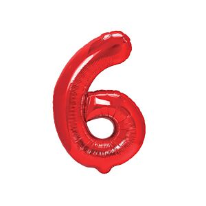Balon foliowy "cyfra 6", czerwona, 100 cm [balon na hel, cyfra duża, urodziny]