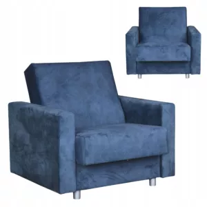 Fotel rozkładany Alicja do spania z pojemnikiem Family Meble jeans niebiesk
