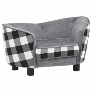 Sofa dla psa, szara, 68x38x38 cm, pluszowa