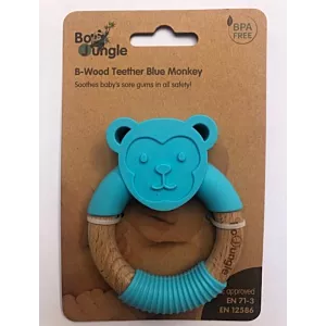 B-Gryzak drewniano-silikonowy Animals Blue Monkey