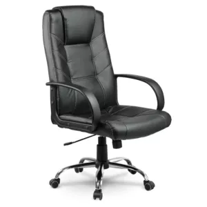 Wygodny fotel biurowy, skórzany, Sofotel, 60x50x116 cm, czarny