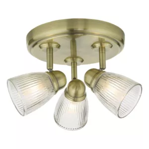 Lampa sufitowa Cedric Bathroom 3 Light Spotlight Antique Brass Glass IP44