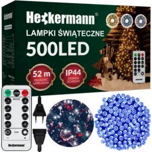 Lampki świąteczne wiszące Heckermann CL-LHL-50 500LED Cool Girlanda LED Kurtyna świetlna