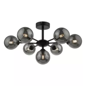 Lampa sufitowa Cohen 7 Light Semi Flush Matt Black Smoked Glass