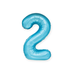 Balon foliowy "cyfra 2", niebieska, 100 cm [balon na hel, cyfra duża, urodziny]