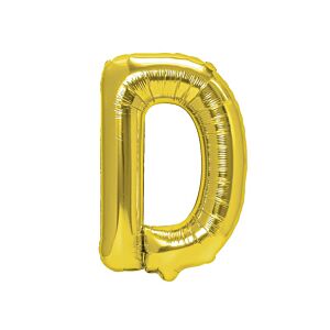 Balon foliowy „litera D”, złota, 40 cm [balon na powietrze]