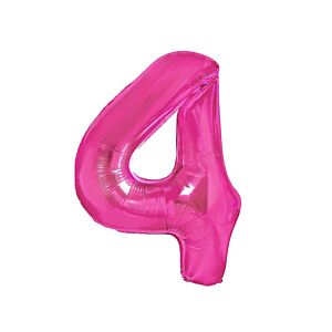 Balon foliowy "cyfra 4", ciemno różowa, 100 cm [balon na hel, cyfra duża, urodziny]