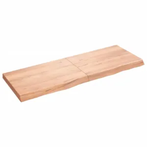 Półka, brązowa, 140x50x(2-6) cm, lakierowane lite drewno dębowe